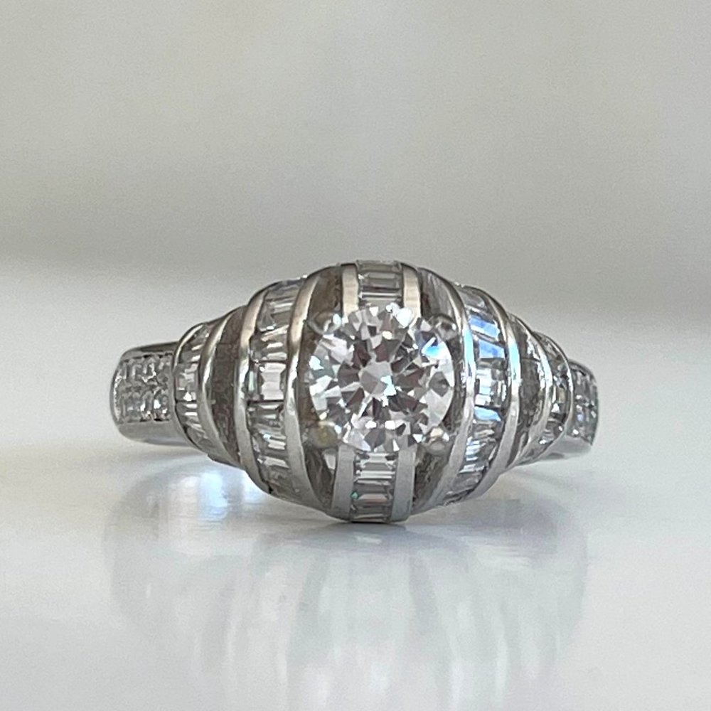 Vintage White and Silver Art Deco Diamond Cocktail Ring